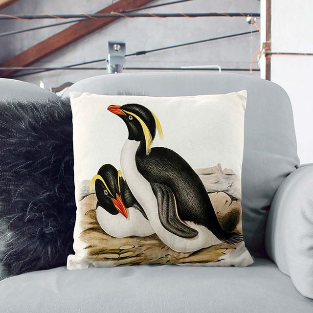 Crested Penguins by Elizabeth Gould Cushion with Filling East Urban Home Size: 55cm H x 55cm W x 20cm D, Backing Colour: Stone on Productcaster.