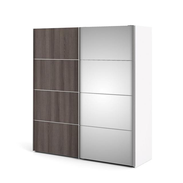 Gennara 2 Door Sliding Wardrobe 17 Stories Finish: White/Brown, Interior Option: Comfort on Productcaster.