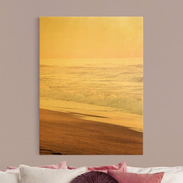 California sunset - Wrapped Canvas Graphic Art Highland Dunes Format: 435g/m³ canvas gold, Colour: Brown, Size: 100cm H x 75cm W on Productcaster.