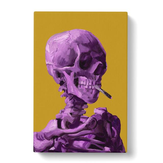 Purple Skull of a Skeleton with Cigarette by Vincent Van Gogh - Wrapped Canvas Painting East Urban Home Size: 91cm H x 60cm W x 3cm D on Productcaster.