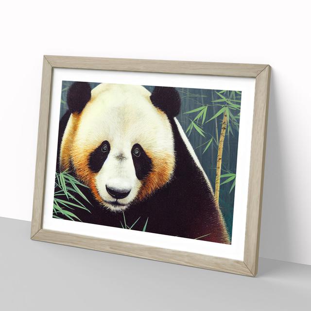 Mysterious Panda - Picture Frame Graphic Art World Menagerie Size: 34cm H x 46cm W x 2cm D, Frame Colour: Oak on Productcaster.