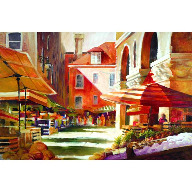 Open Air Market - Wrapped Canvas Art Prints Brambly Cottage Size: 61cm H x 91cm W x 3.8cm D on Productcaster.