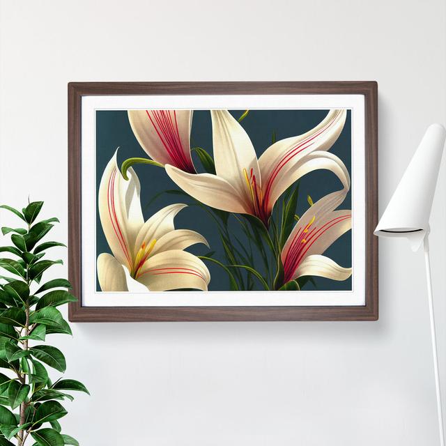 Bold Lily Flowers - Picture Frame Graphic Art 17 Stories Frame Colour: Walnut Framed, Size: 46cm H x 64cm W x 2cm D on Productcaster.