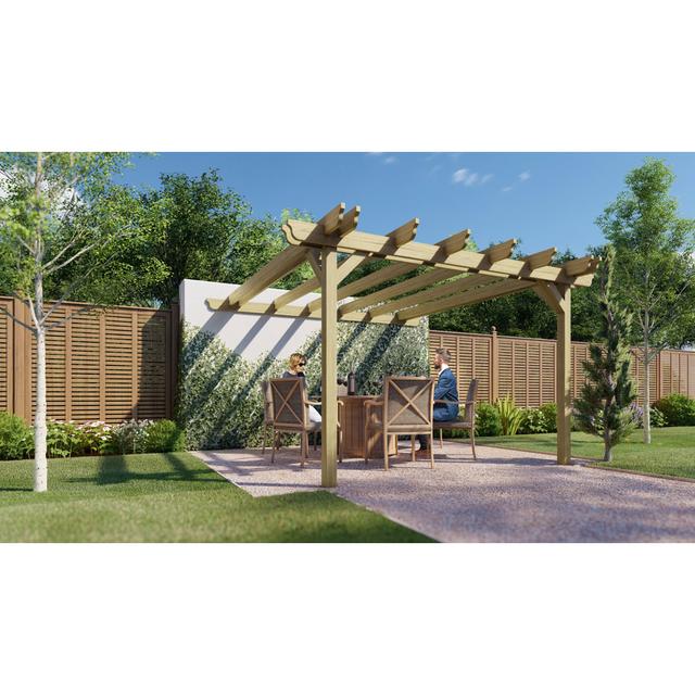 Bauke Solid Wood Pergola Dakota Fields Finish: Light Green, Size: 25.7 ft x 9.10 ft on Productcaster.