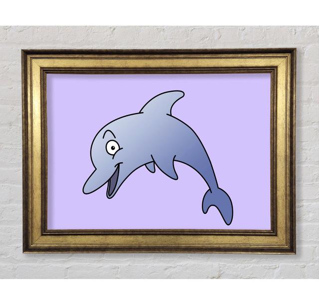 Happy Dolphin - Single Picture Frame Art Prints Bright Star Size: 84.1cm H x 142.2cm W x 8cm D, Colour: Lilac on Productcaster.