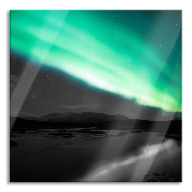 Northern Lights in Scandinavia - Unframed Photograph on Glass Alpen Home Size: 60cm H x 60cm W x 0.4cm D on Productcaster.