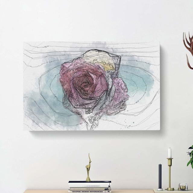 Multicoloured Rose Flower In Abstract - Wrapped Canvas Print East Urban Home Size: 60cm H x 91cm W x 3cm D on Productcaster.