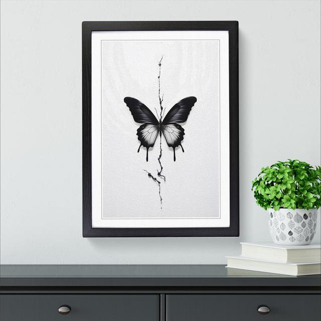 Butterfly Minimalism - Single Picture Frame Art Prints on Wood Brambly Cottage Format: Black, Size: 64cm H x 46cm W x 2cm D on Productcaster.