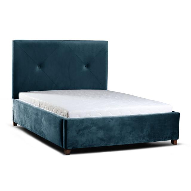 Womack Upholstered Ottoman Bed Canora Grey Colour: Navy Blue, Size: European Kingsize (160 x 200 cm) on Productcaster.