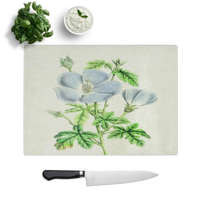 Glass Illustration of Lilac Rosemallow Flowers Chopping Board East Urban Home Size: 28.5 cm W x 20 cm L on Productcaster.