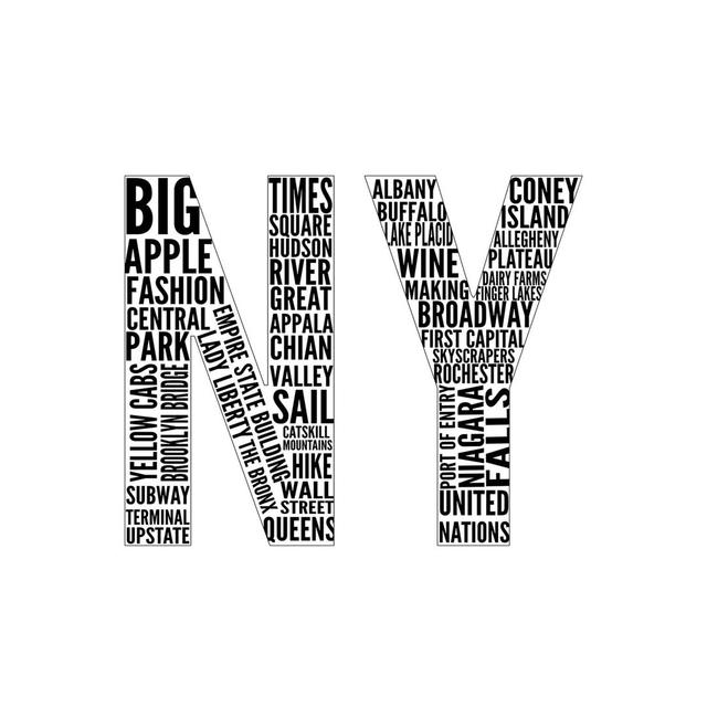 NY Type by SD Graphics Studio - Wrapped Canvas Art Prints Happy Larry Size: 45.72cm H x 45.72cm W x 1.91cm D on Productcaster.