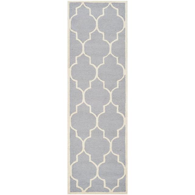 Cannen Hand-Tufted Wool Silver/Ivory Rug Blue Elephant Rug Size: Runner 76 x 244cm on Productcaster.