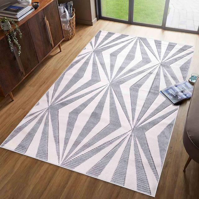 Amius Machine Woven Polypropylene White/Grey Rug Metro Lane Rug Size: Rectangle 200 x 290 cm on Productcaster.