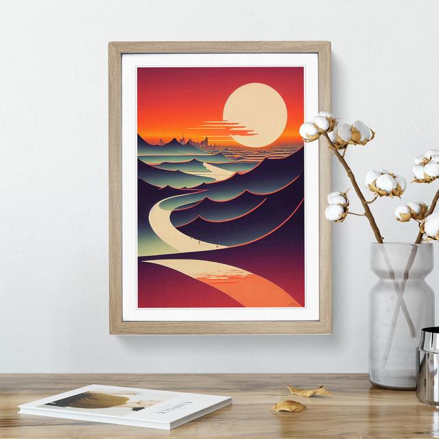 Abstract Mountain Sunset No.5 - Single Picture Frame Print George Oliver Size: 46cm H x 34cm W x 2cm D, Frame Colour: Oak Framed on Productcaster.