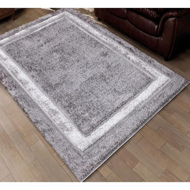 Amber-May Soft Shaggy Grey Indoor/Outdoor Rug Canora Grey Rug Size: Rectangle 160 x 230cm on Productcaster.