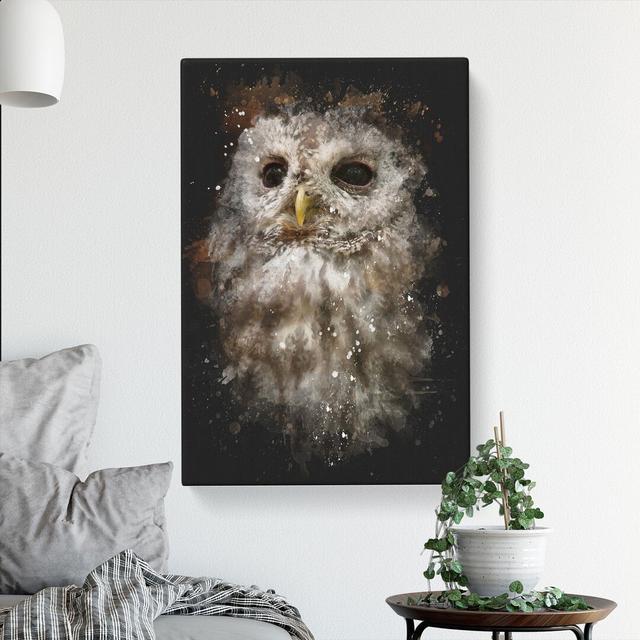 Tawny Owl Vol.1 Paint Splash - Wrapped Canvas Graphic Art East Urban Home Size: 60cm H x 40cm W x 3cm D on Productcaster.