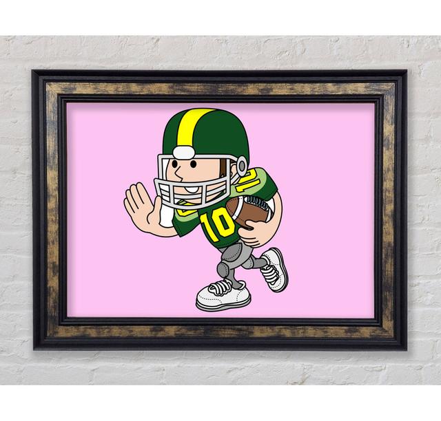 American Football Sport Player Pink - Single Picture Frame Art Prints Bright Star Size: 59.7cm H x 84.1cm W x 8cm D, Colour: Pink on Productcaster.