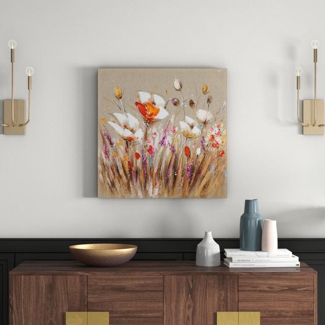 Flowers - Wrapped Canvas Painting Print East Urban Home Size: 70cm H x 70cm W x 3.8 cm D on Productcaster.