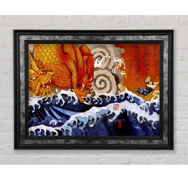 Japanese Samurai Monk Dragon - Single Picture Frame Art Prints Bright Star Size: 21cm H x 42cm W x 8cm D on Productcaster.