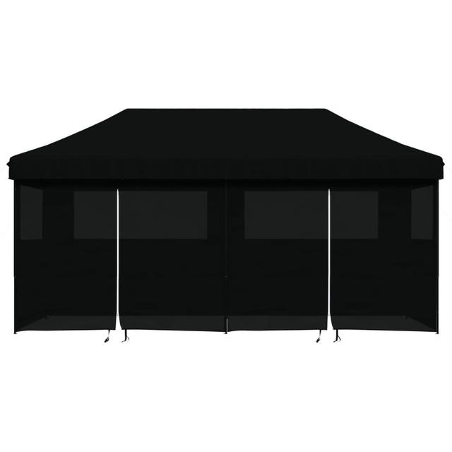 Vidaxl Foldable Party Tent Pop-Up With 4 Sidewalls Dakota Fields Roof Colour: Black, Size: 315cm H x 580cm W x 292cm D, Frame Finish: Black on Productcaster.