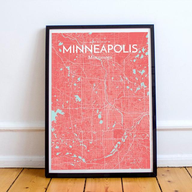 'Minneapolis City Map' - Unframed Graphic Art Print on Paper East Urban Home Size: 43.2 cm H x 27.9 cm W x 0.1 cm D on Productcaster.