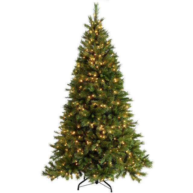 Victorian Lighted Artificial Pine Christmas Tree The Seasonal Aisle Size: 210cm on Productcaster.