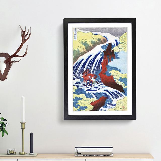 Yoshitsune Falls by Katsushika Hokusai - Picture Frame Art Print East Urban Home Size: 36cm H x 27cm W x 2cm D, Frame Option: Black Framed on Productcaster.