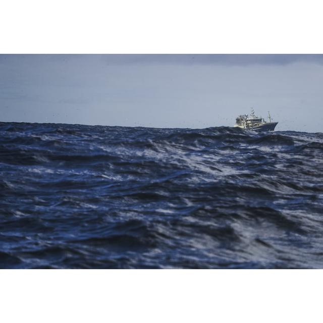 Fishing Boat Sailing Out At Rough Sea - Wrapped Canvas Art Prints Breakwater Bay Size: 81cm H x 122cm W x 3.8cm D on Productcaster.