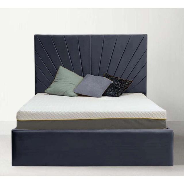 Addilee Upholstered Panel Bed Canora Grey Size: Double (4'6), Colour: Steel on Productcaster.