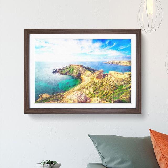 Sea View From Malta - Picture Frame Painting Print East Urban Home Size: 24cm H x 33cm W x 2cm D, Format: Walnut on Productcaster.