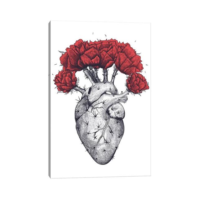 Cactus Heart by Valeriya Korenkova - Wrapped Canvas Graphic Art Ophelia & Co. Size: 152.4cm H x 101.6cm W x 3.81cm D on Productcaster.