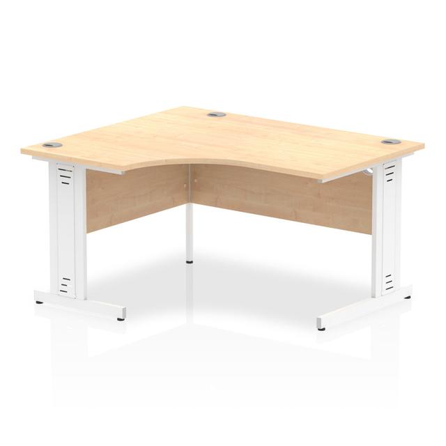 Tibay 140Cm W L-Shape Computer Desk Brayden Studio Top Colour: Maple, Frame Colour: White on Productcaster.