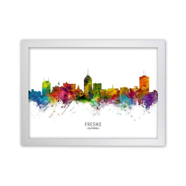 Fresno California Skyline by Michael Tompsett - Graphic Art Latitude Run Format: White Framed, Size: 64cm H x 88cm W x 3cm D on Productcaster.