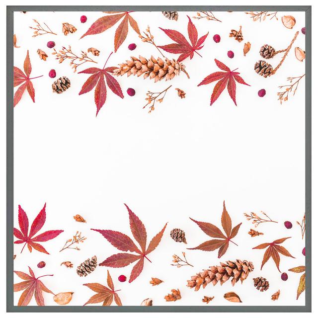 Clarysville Autumn Leaves Half Border - Single Picture Frame Art Prints ClassicLiving Size: 41cm H x 41cm W x 4cm D, Frame Colour: Grey Framed on Productcaster.