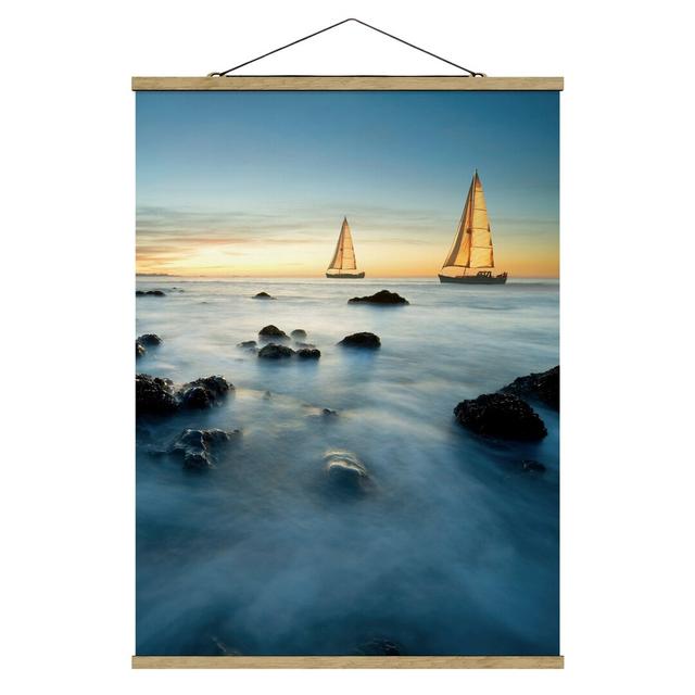 Stoffbild Sailing Ships in the Ocean Longshore Tides Größe: 106,5 cm H x 80 cm B x 0,3 cm T on Productcaster.