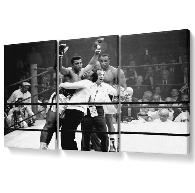 Muhammad Ali Victory - 3 Piece Wrapped Canvas Graphic Art Ebern Designs Size: 81.3cm H x 163cm W on Productcaster.