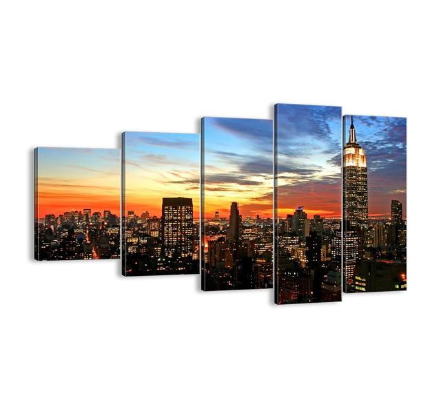 'Shining American Night' - 5 Piece Unframed Photograph Print Set on Canvas Ebern Designs Size: 60cm H x 100cm W x 1.8cm D on Productcaster.