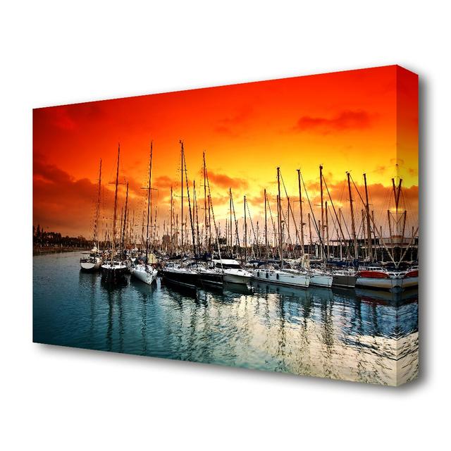 Harbour Sunset Venice - Wrapped Canvas Photograph Print East Urban Home Size: 101.6 cm H x 142.2 cm W on Productcaster.