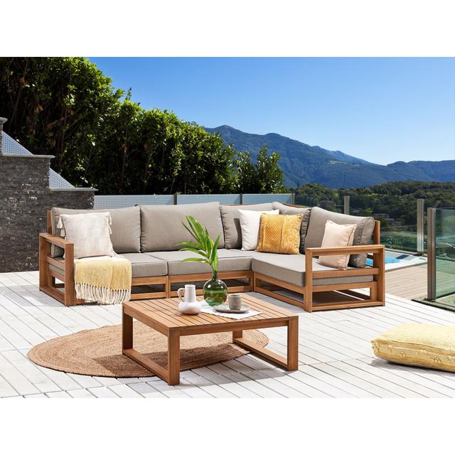 Right Hand 4 Seater Certified Acacia Wood Garden Corner Sofa Set Light Natali II Ebern Designs Orientation: Left Hand Facing on Productcaster.