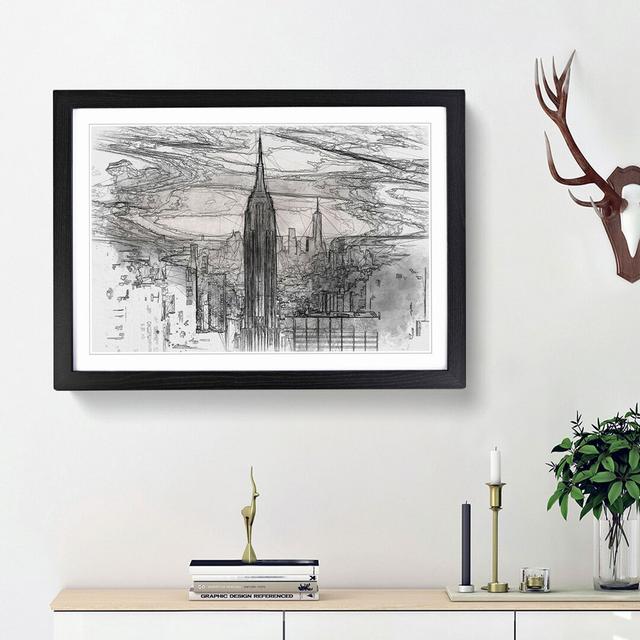 New York Skyline in Abstract - Picture Frame Graphic Art Print East Urban Home Size: 27cm H x 36cm W x 2cm D, Frame Option: Black Framed on Productcaster.