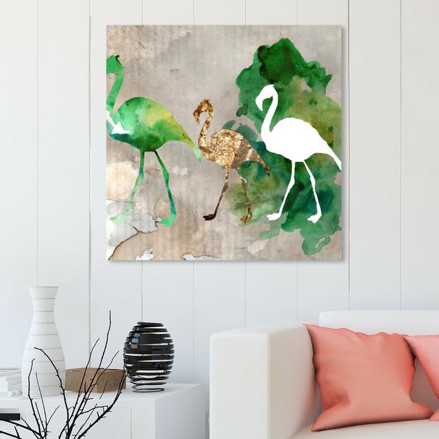 'Go Flamingo Go' Graphic Art Print on Canvas East Urban Home Size: 61 cm H x 61 cm W on Productcaster.