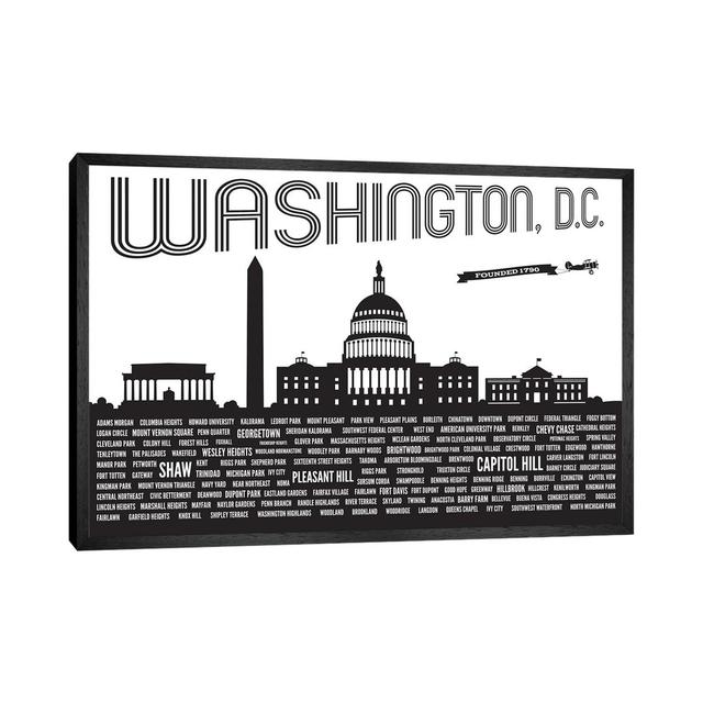 Washington DC Neighborhoods-Canvas Maturi Format: Black Framed, Size: 101.6cm H x 152.4cm W x 3.81cm D on Productcaster.