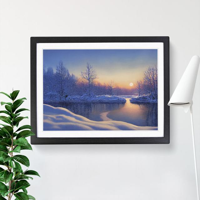 XH1022-10184X Winter Forest Lake Sunrise - Single Picture Frame Print Alpen Home Size: 34cm H x 46cm W x 2cm D, Frame Colour: Black on Productcaster.