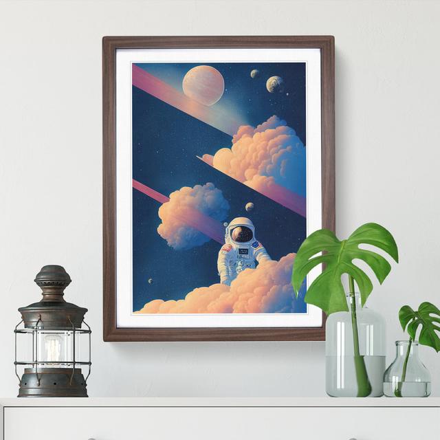 Astronaut In The Clouds - Single Picture Frame Print George Oliver Frame Colour: Walnut Framed, Size: 46cm H x 34cm W x 2cm D on Productcaster.