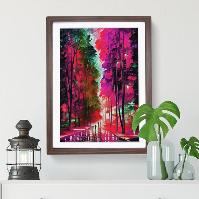 Vibrant Woodland Forest No.3 - Picture Frame Painting Marlow Home Co. Size: 64cm H x 46cm W x 2cm D, Frame Colour: Walnut Framed on Productcaster.