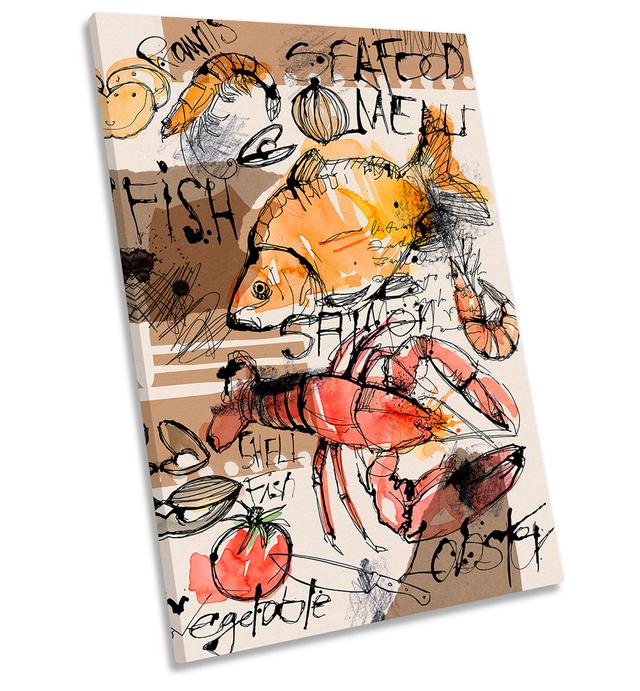 Kitchen Food Watercolour Sketch Picture CANVAS WALL ART Portrait Print House of Hampton Size: 76.2" H x 50.8" W x 2" D on Productcaster.