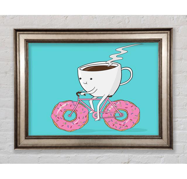 Coffee Riding A Donut Bicycle Framed Print Bright Star Size: 59.7cm H x 84.1cm W on Productcaster.