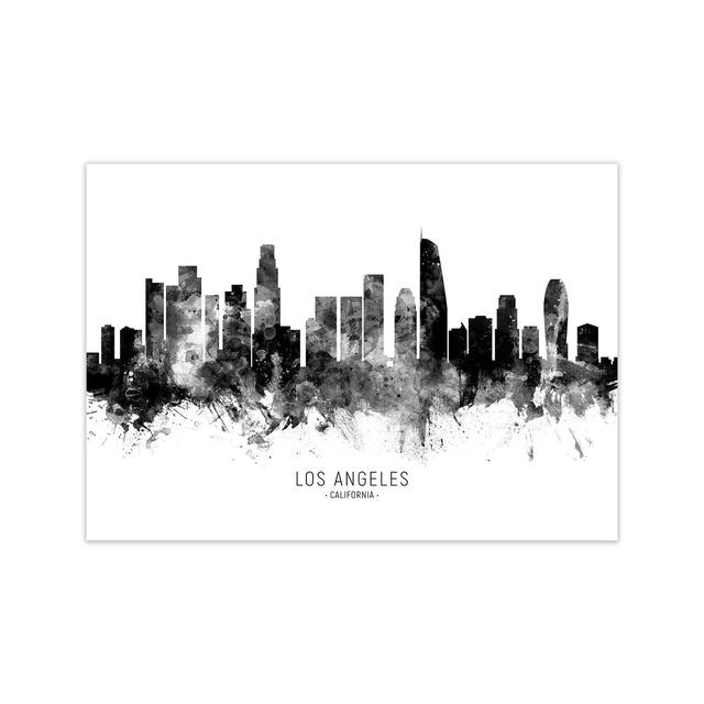 Los Angeles California Skyline Black White City Name by Michael Tompsett - Print Latitude Run Size: 21cm H x 30cm W x 1cm D, Format: Unframed on Productcaster.