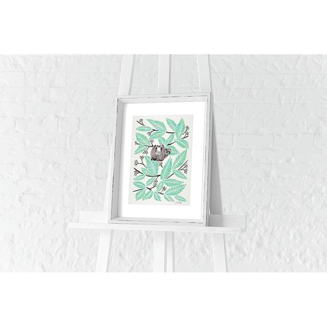 'Happy Sloth' Framed Graphic Art Print Brayden Studio on Productcaster.