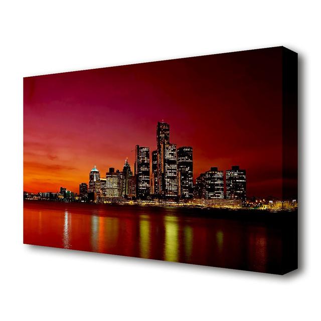 Pink City Lights - Wrapped Canvas Photograph Print East Urban Home Size: 101.6 cm H x 142.2 cm W on Productcaster.